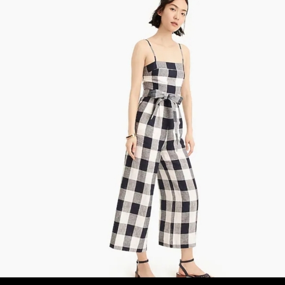 J. Crew Pants - J Crew blue gingham jumpsuit